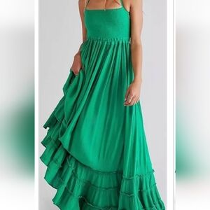 Free People Extra Tropical Extratropical Green Ruffled Maxi Dress